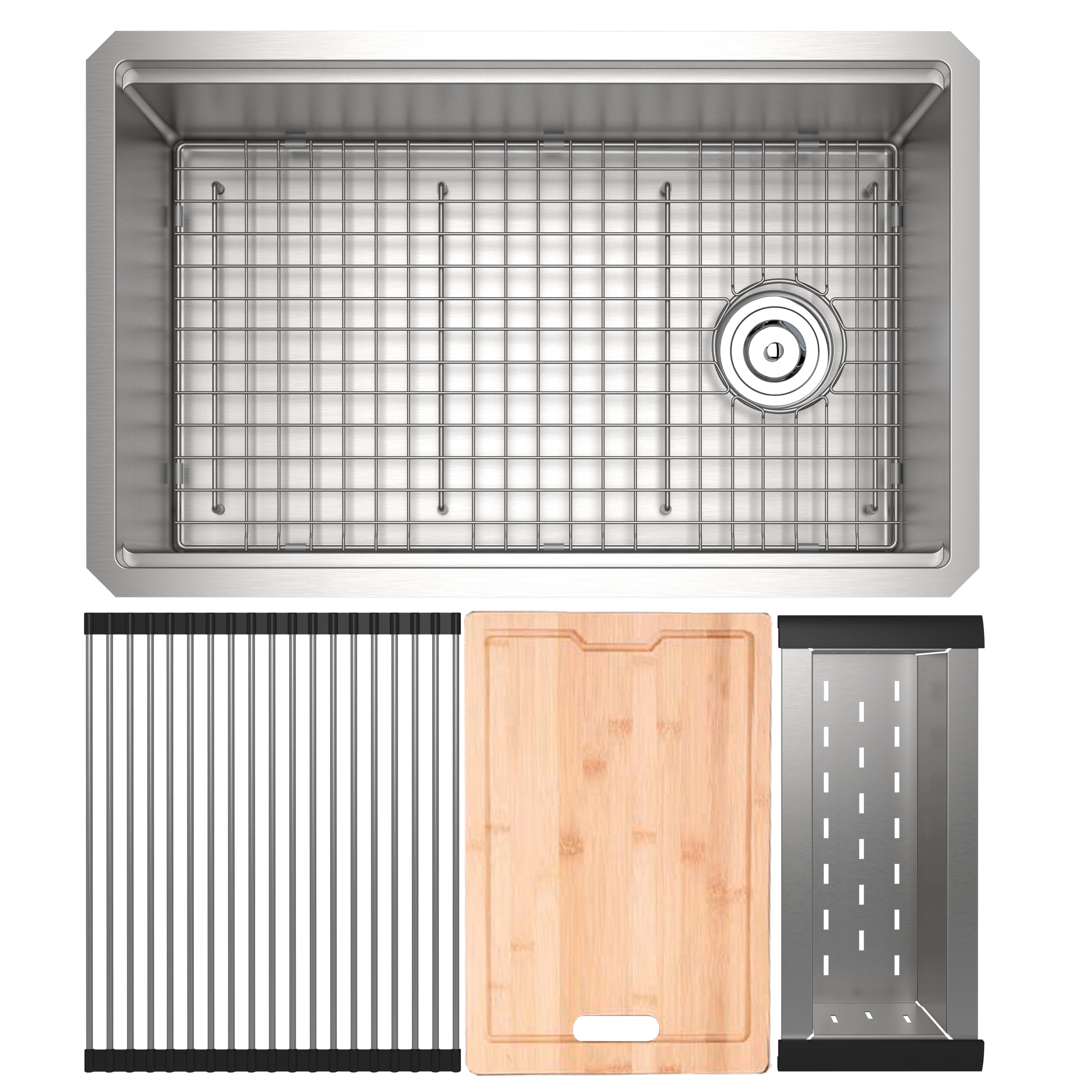 Rohl Culinario Tarja Workstation de Acero Inoxidable con Accesorios 30" - Acero Inoxidable Cepillado
