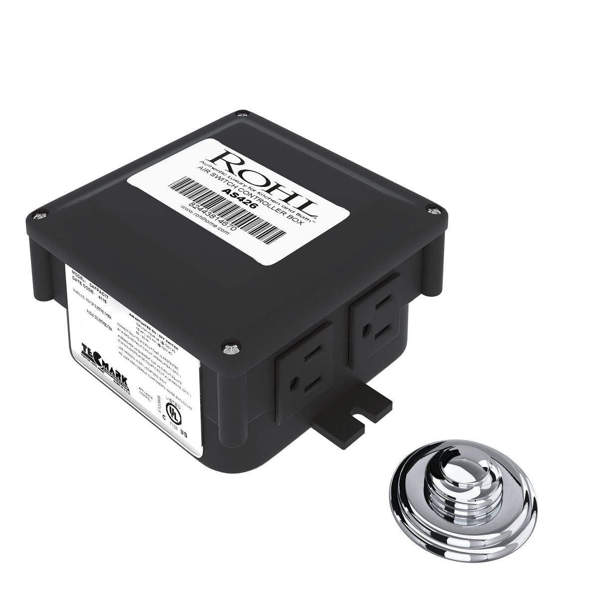 Rohl Caja de Control para Triturador con Botón Neumático - Clásico - Cromo Pulido