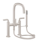 California Faucets San Elijo Contemporaneo Llenador de Tina de Montaje en Cubierta - Pico Cuadrado - Níquel Satinado