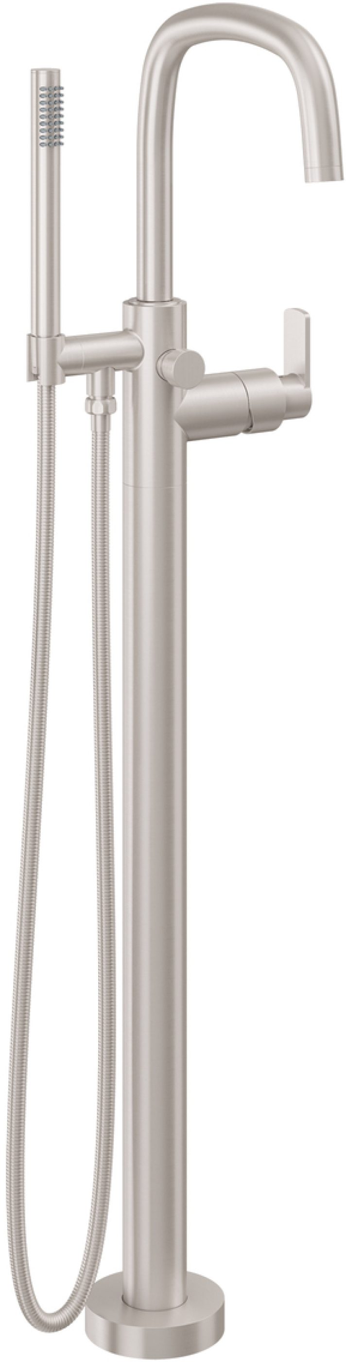California Faucets San Elijo Contemporaneo Llenador de Tina de Montaje en Piso de Un Solo Orificio - Pico Cuadrado - Níquel Satinado