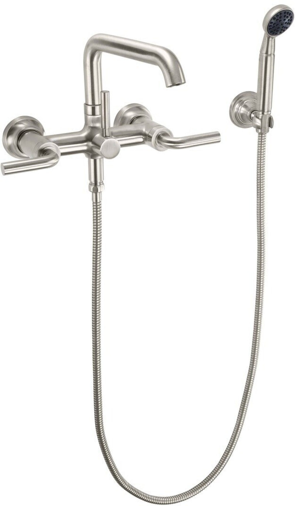 California Faucets Descanso Industrial Llenador de Tina de Montaje en Pared - Pico Cuadrado - Níquel Satinado
