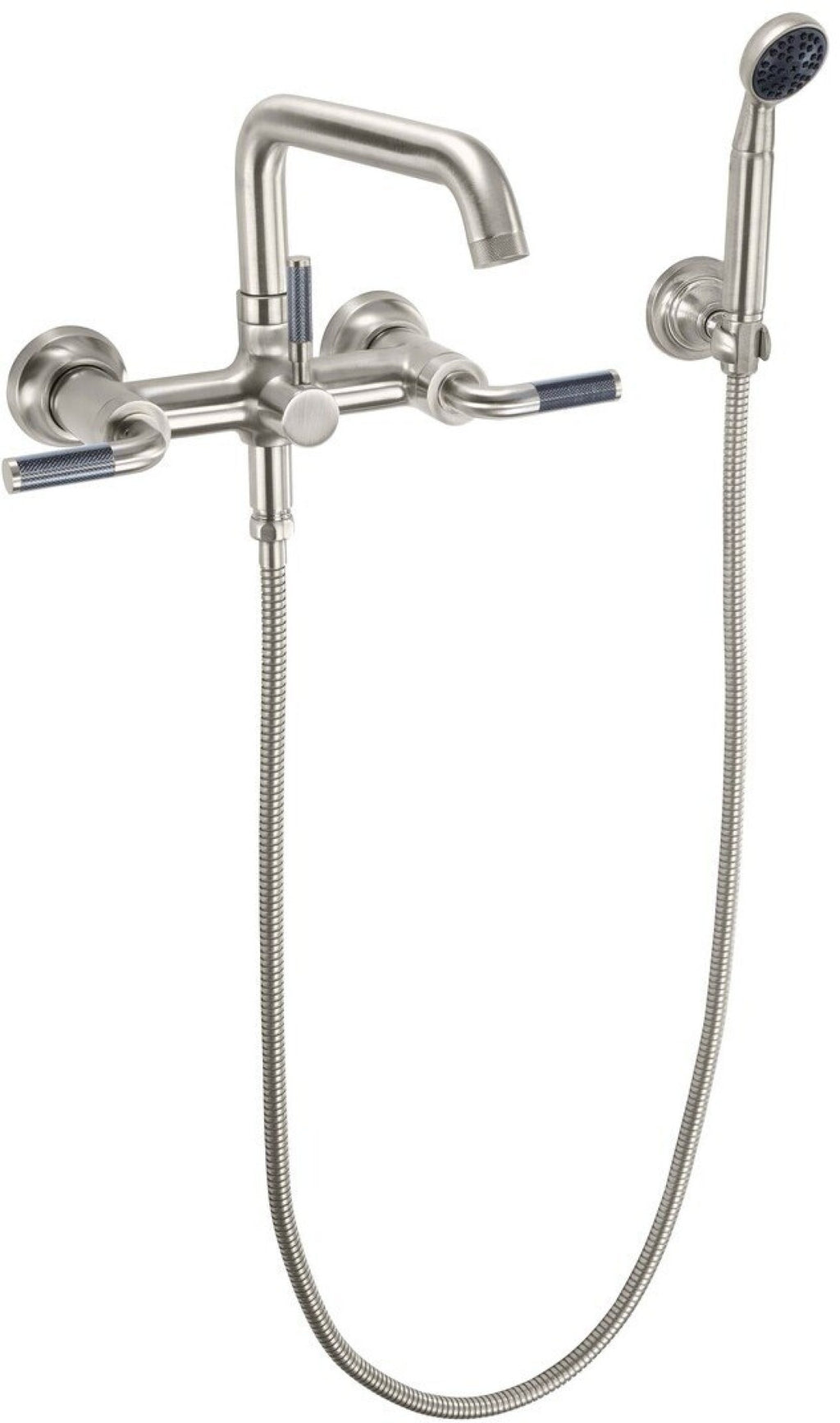 California Faucets Descanso Industrial Llenador de Tina de Montaje en Pared - Pico Cuadrado - Níquel Satinado