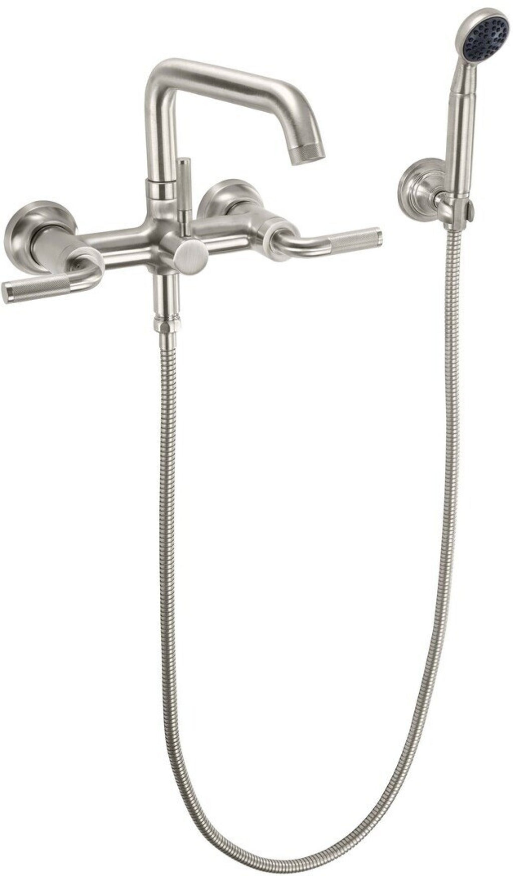 California Faucets Descanso Industrial Llenador de Tina de Montaje en Pared - Pico Cuadrado - Níquel Satinado