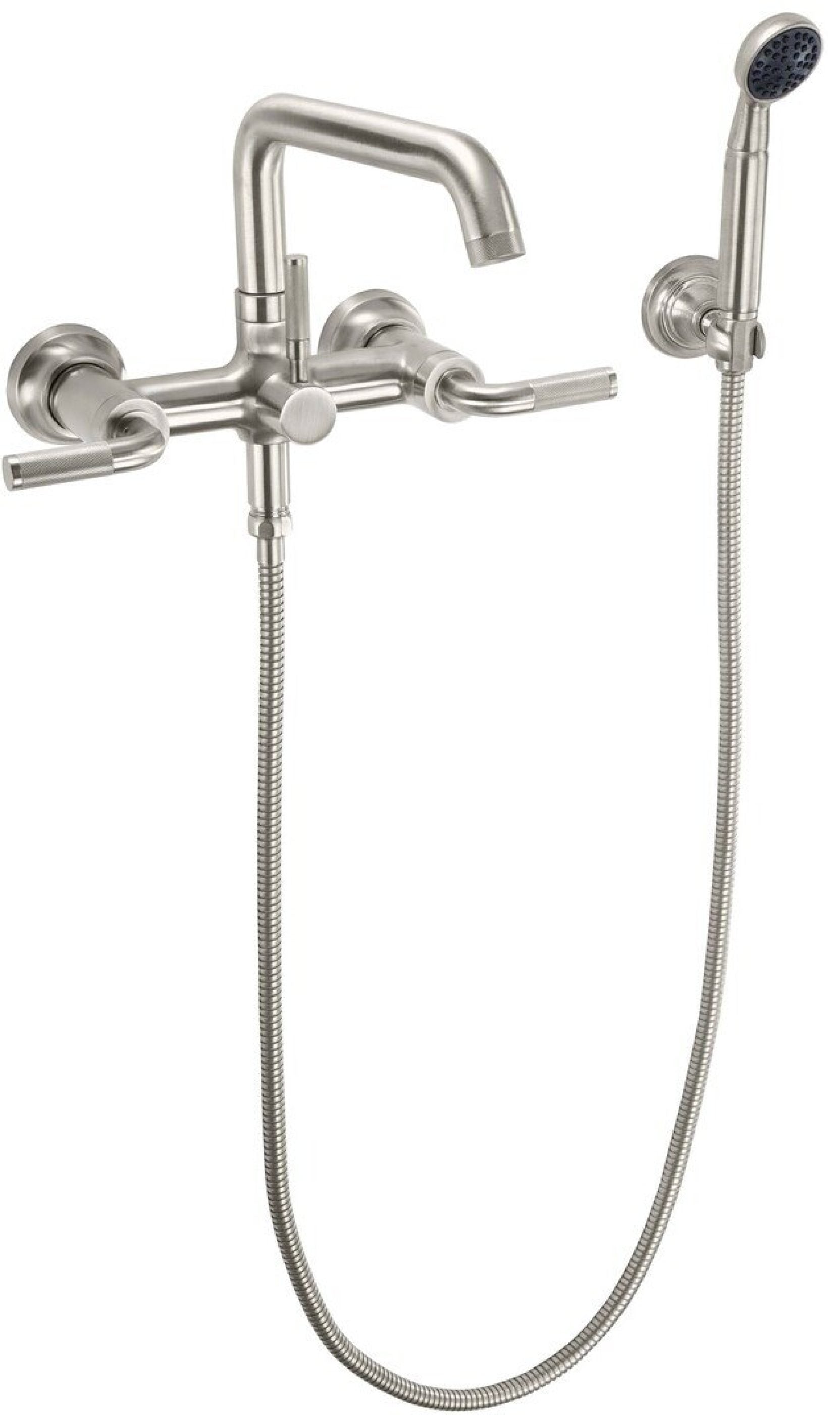 California Faucets Descanso Industrial Llenador de Tina de Montaje en Pared - Pico Cuadrado - Níquel Satinado