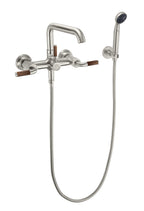 California Faucets Descanso Industrial Llenador de Tina de Montaje en Pared - Pico Cuadrado - Níquel Satinado