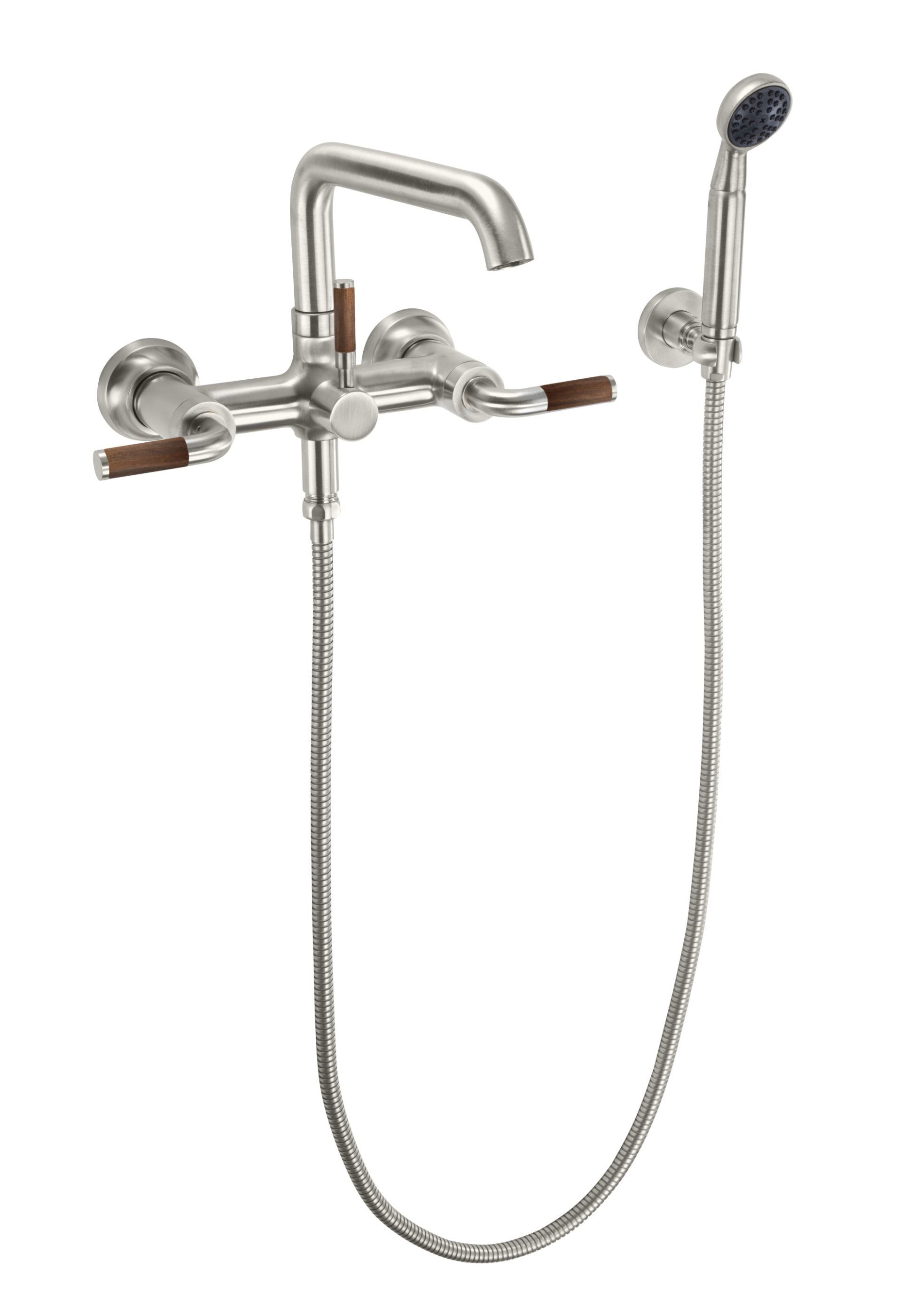 California Faucets Descanso Industrial Llenador de Tina de Montaje en Pared - Pico Cuadrado - Níquel Satinado