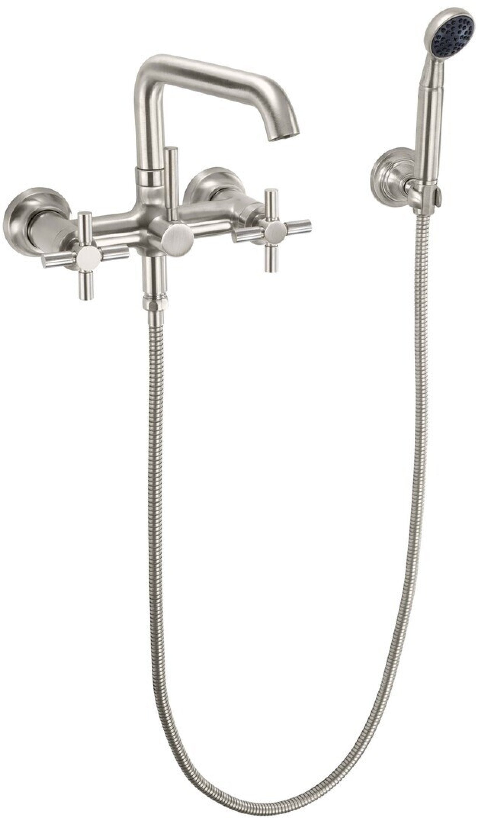 California Faucets Descanso Industrial Llenador de Tina de Montaje en Pared - Pico Cuadrado - Níquel Satinado