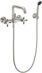California Faucets Descanso Industrial Llenador de Tina de Montaje en Pared - Pico Cuadrado - Níquel Satinado