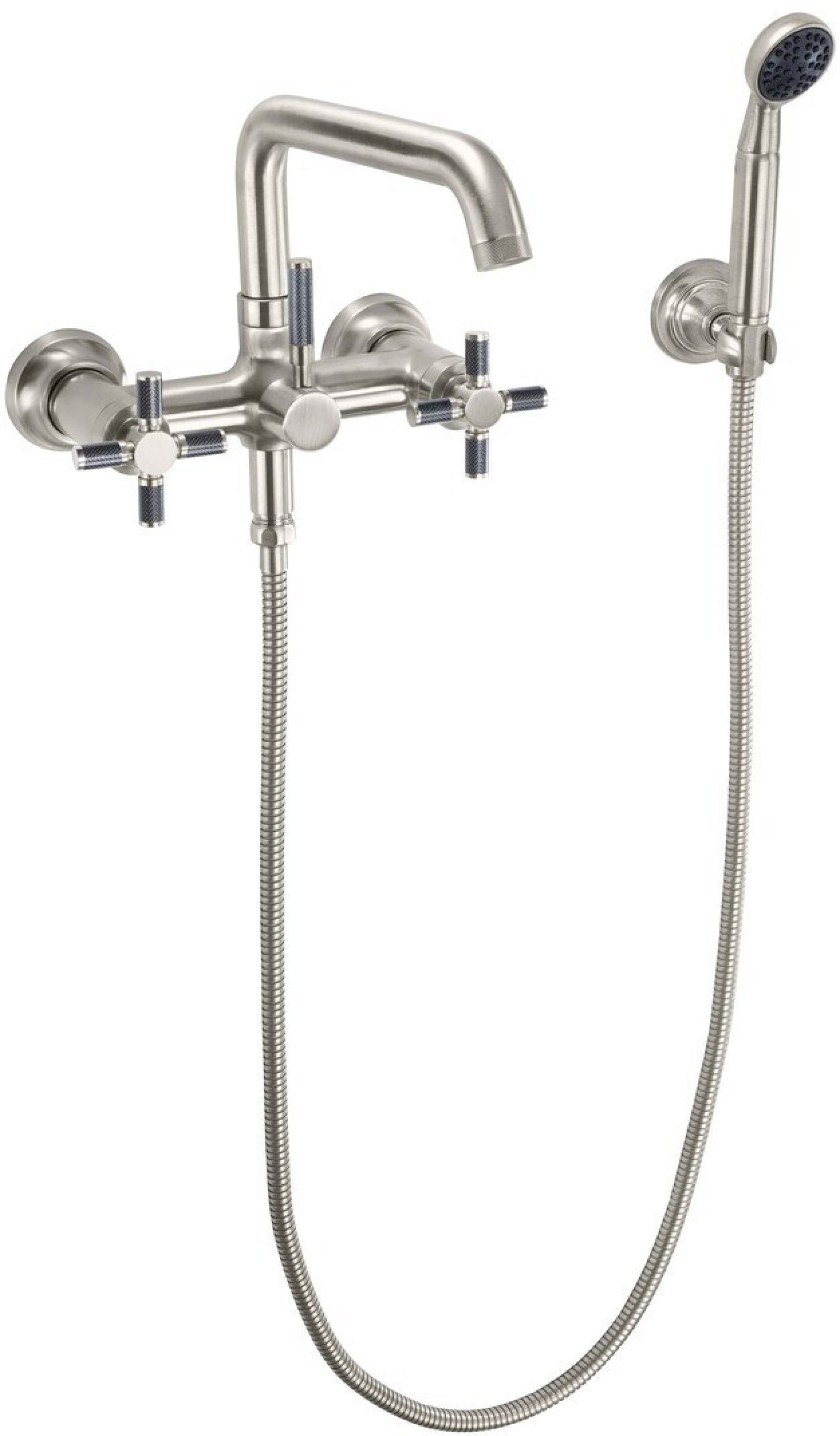 California Faucets Descanso Industrial Llenador de Tina de Montaje en Pared - Pico Cuadrado - Níquel Satinado