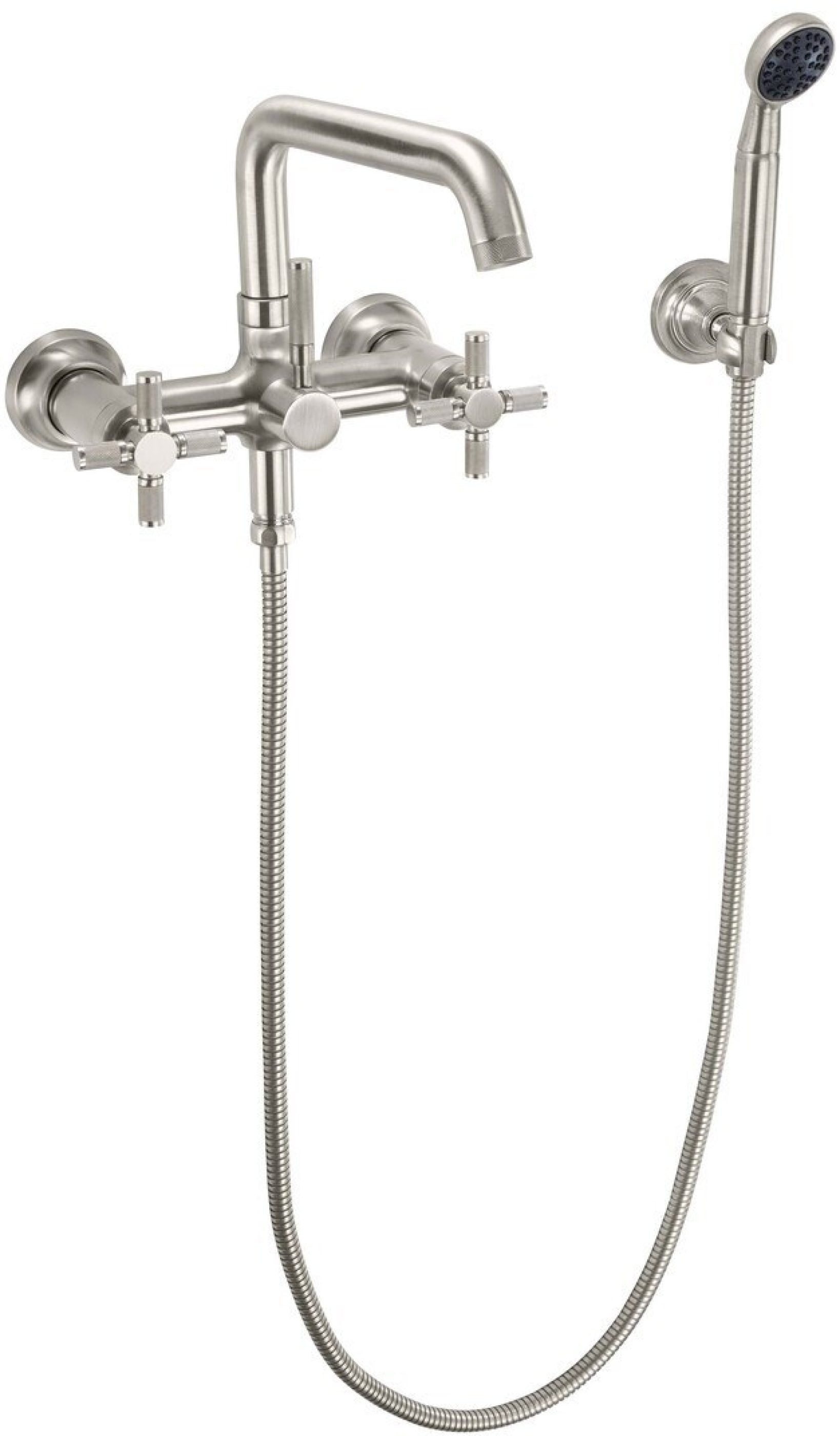 California Faucets Descanso Industrial Llenador de Tina de Montaje en Pared - Pico Cuadrado - Níquel Satinado