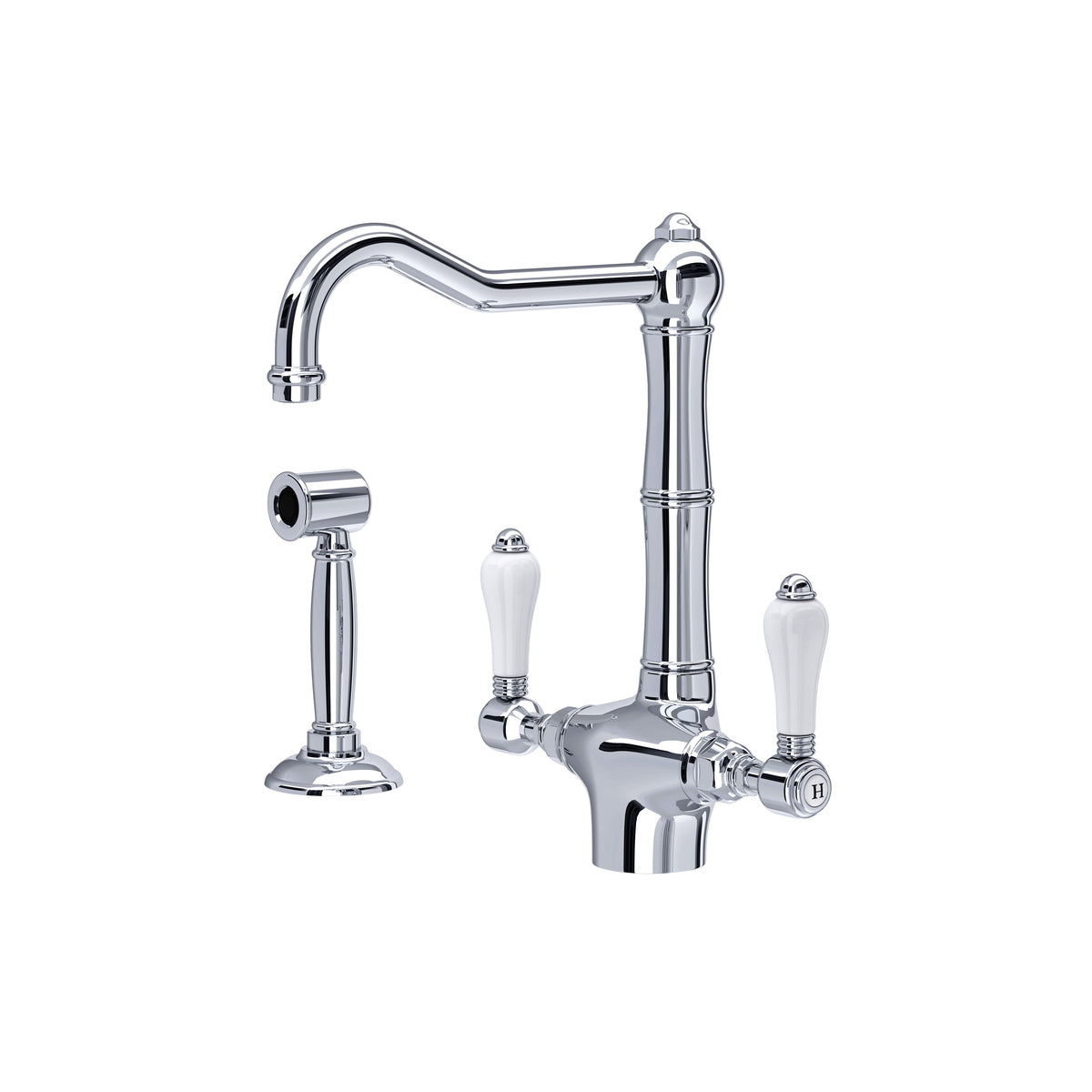 Rohl Acqui Mezcladora de Cocina de Dos Manijas con Aspersor Lateral - Cromo Pulido