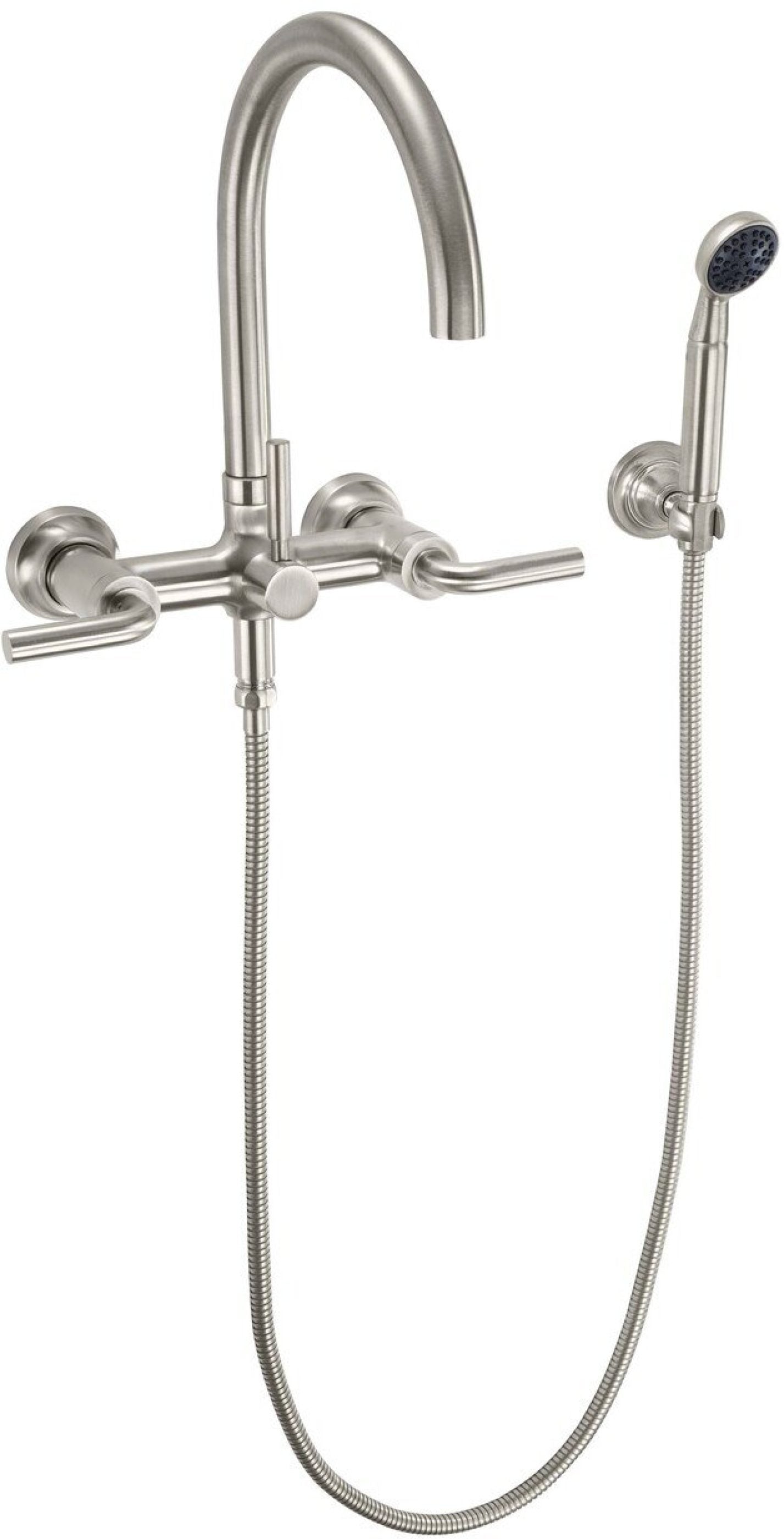 California Faucets Descanso Industrial Llenador de Tina de Montaje en Pared - Pico en Arco - Níquel Satinado