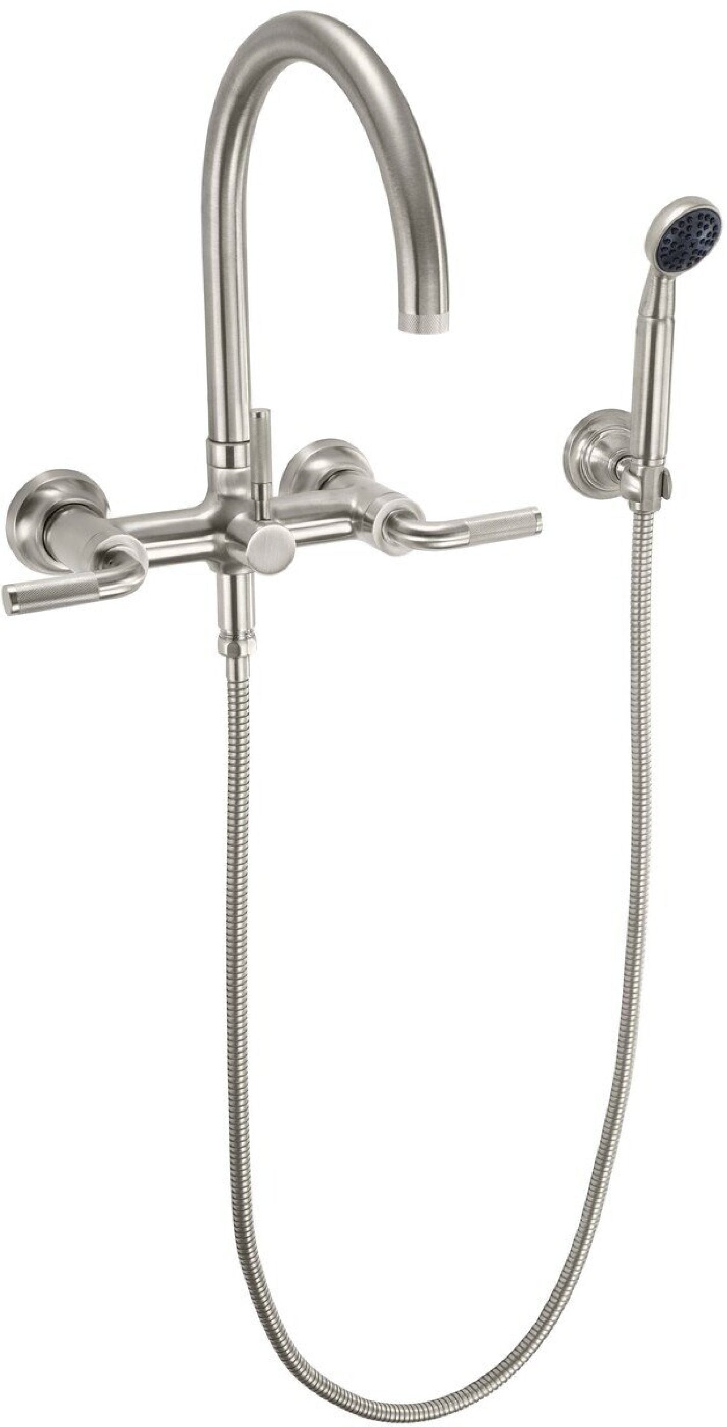 California Faucets Descanso Industrial Llenador de Tina de Montaje en Pared - Pico en Arco - Níquel Satinado