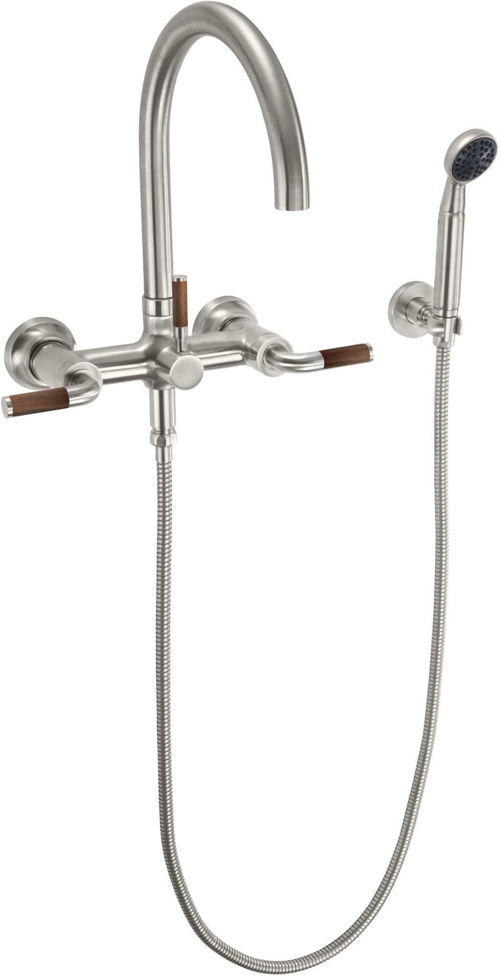 California Faucets Descanso Industrial Llenador de Tina de Montaje en Pared - Pico en Arco - Níquel Satinado