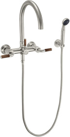 California Faucets Descanso Industrial Llenador de Tina de Montaje en Pared - Pico en Arco - Níquel Satinado