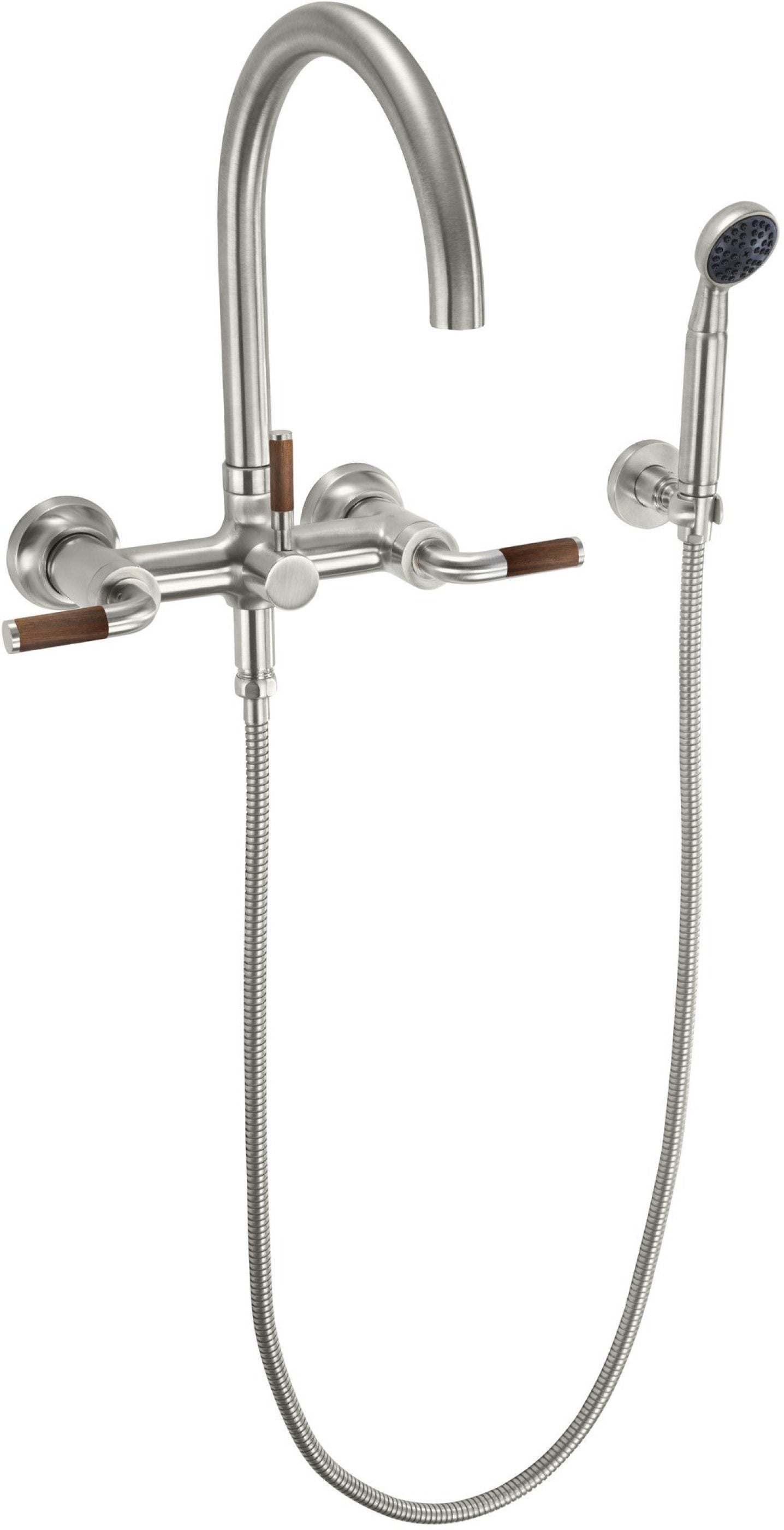 California Faucets Descanso Industrial Llenador de Tina de Montaje en Pared - Pico en Arco - Níquel Satinado