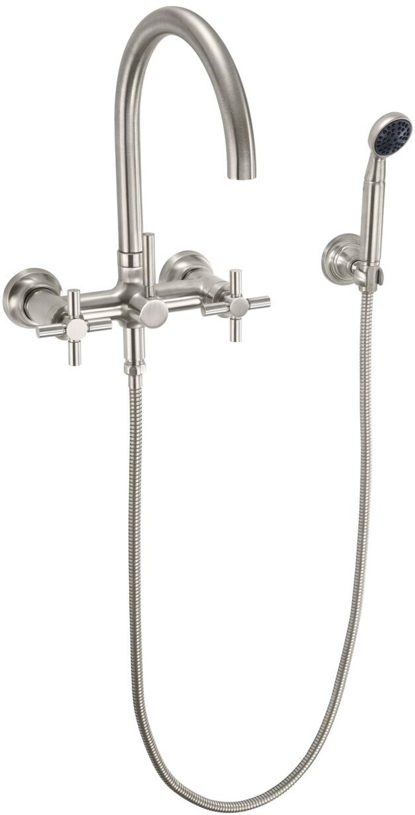 California Faucets Descanso Industrial Llenador de Tina de Montaje en Pared - Pico en Arco - Níquel Satinado