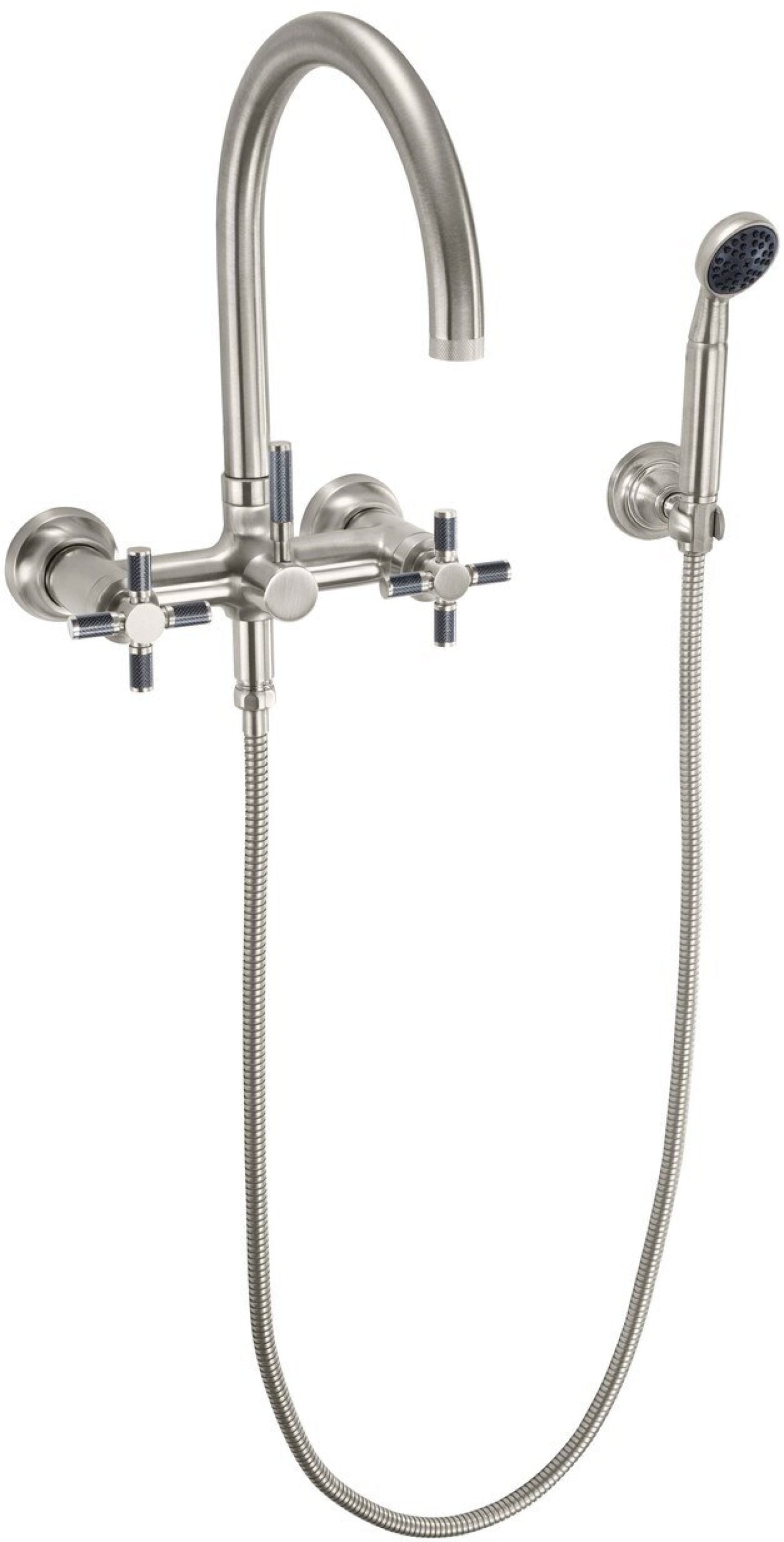 California Faucets Descanso Industrial Llenador de Tina de Montaje en Pared - Pico en Arco - Níquel Satinado