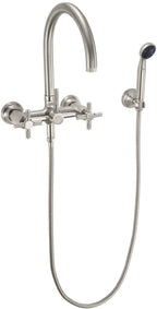 California Faucets Descanso Industrial Llenador de Tina de Montaje en Pared - Pico en Arco - Níquel Satinado