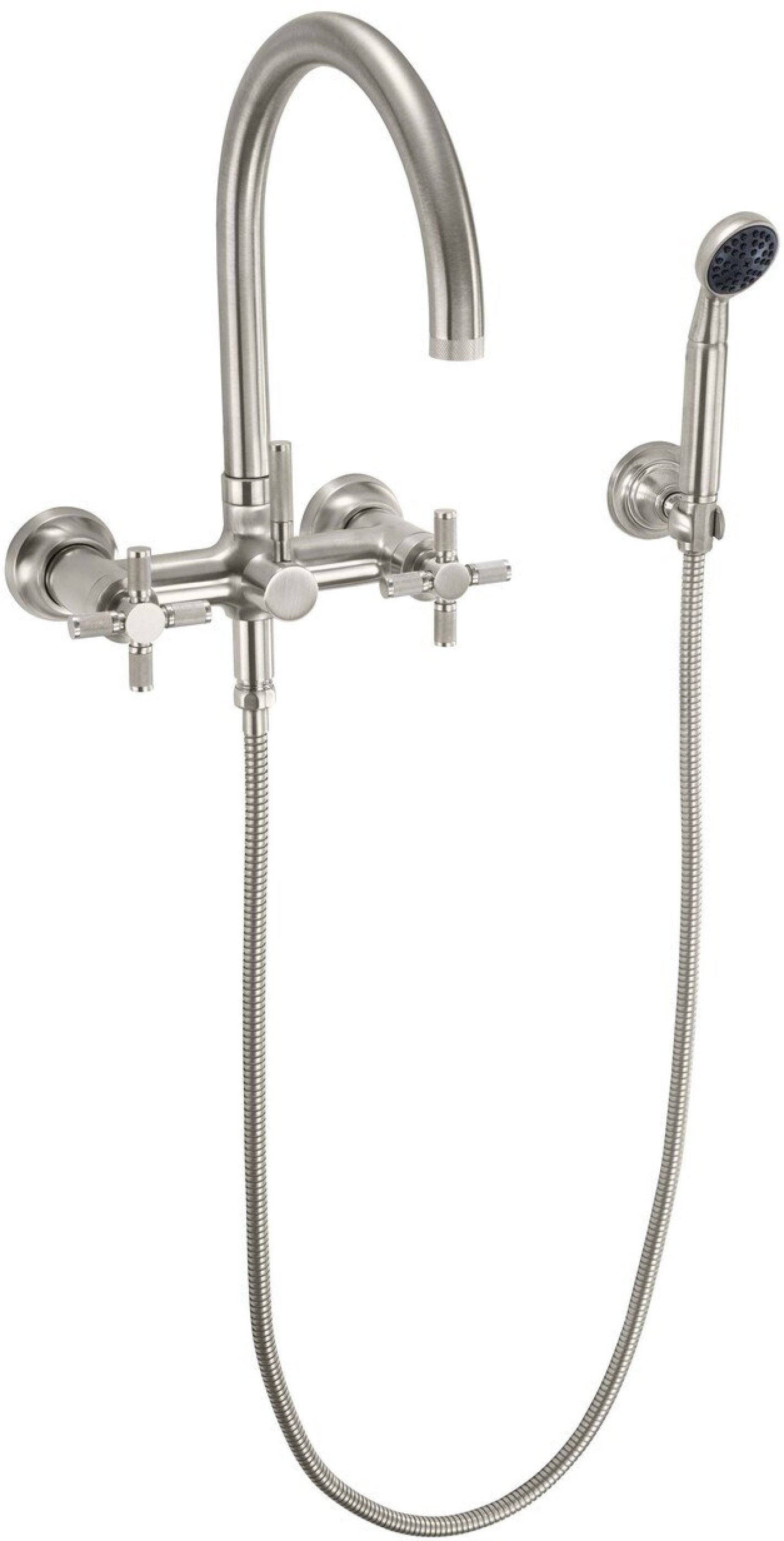 California Faucets Descanso Industrial Llenador de Tina de Montaje en Pared - Pico en Arco - Níquel Satinado
