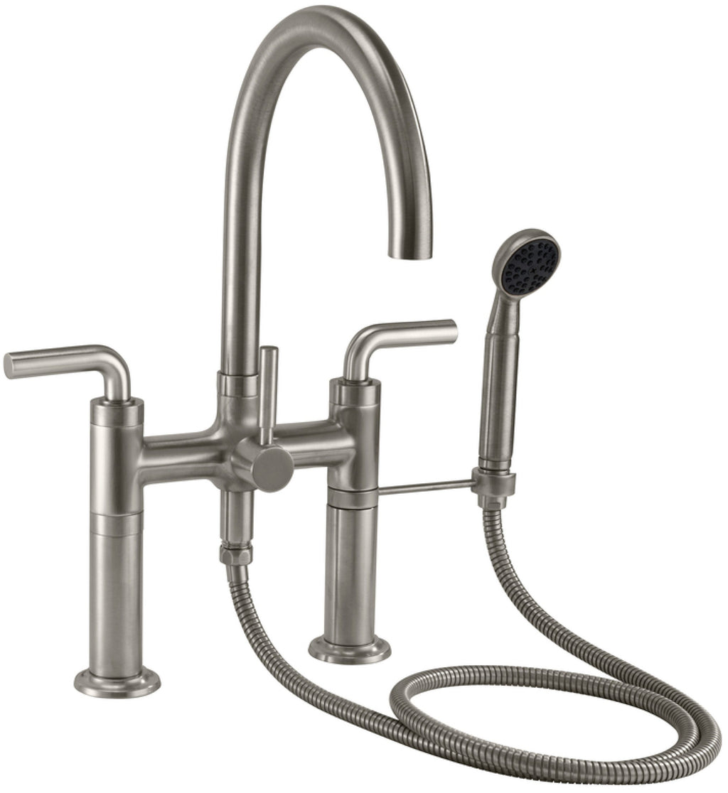 California Faucets Descanso Industrial Llenador de Tina de Montaje en Cubierta - Pico en Arco - Níquel Satinado