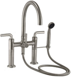 California Faucets Descanso Industrial Llenador de Tina de Montaje en Cubierta - Pico en Arco - Níquel Satinado
