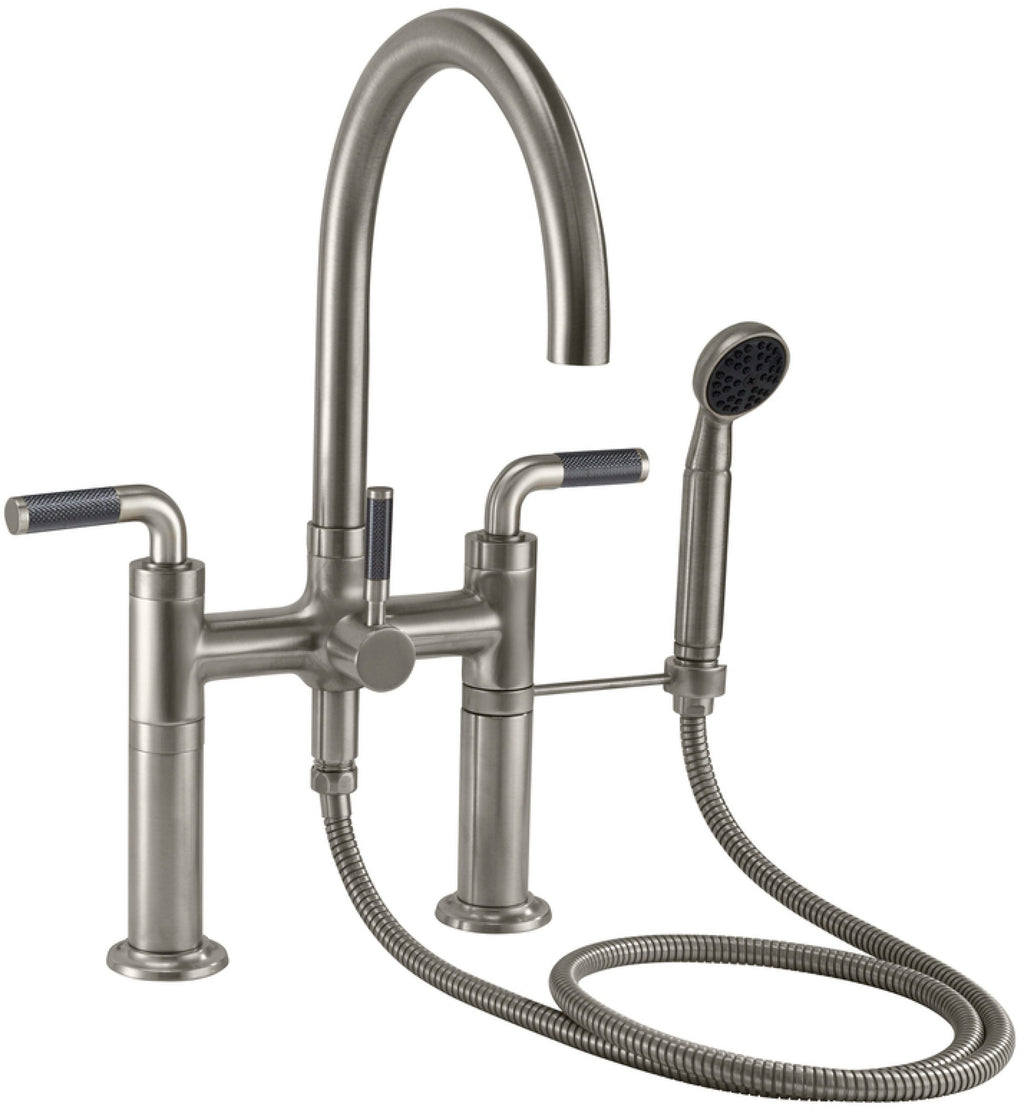 California Faucets Descanso Industrial Llenador de Tina de Montaje en Cubierta - Pico en Arco - Níquel Satinado