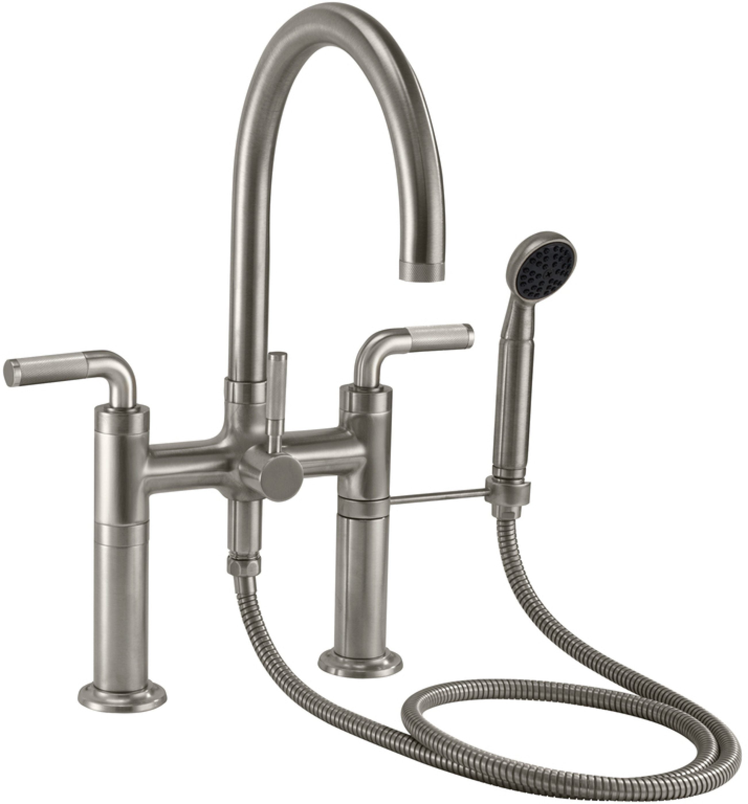 California Faucets Descanso Industrial Llenador de Tina de Montaje en Cubierta - Pico en Arco - Níquel Satinado