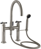 California Faucets Descanso Industrial Llenador de Tina de Montaje en Cubierta - Pico en Arco - Níquel Satinado