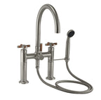 California Faucets Descanso Industrial Llenador de Tina de Montaje en Cubierta - Pico en Arco - Níquel Satinado