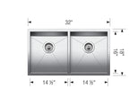 Blanco Quatrus R0 Equal Double Bowl — Tarja de Acero Inoxidable — vista 2