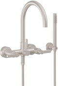 California Faucets Asilomar Contemporaneo Llenador de Tina de Montaje en Pared - Pico en Arco - Níquel Satinado
