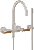 California Faucets Asilomar Contemporaneo Llenador de Tina de Montaje en Pared - Pico en Arco - Níquel Satinado