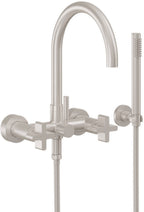 California Faucets Asilomar Contemporaneo Llenador de Tina de Montaje en Pared - Pico en Arco - Níquel Satinado