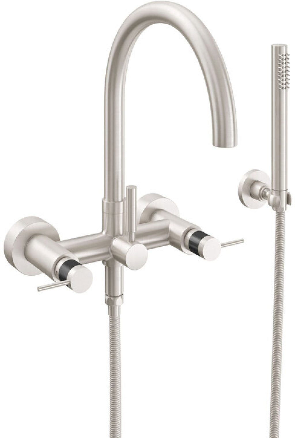 California Faucets Asilomar Contemporaneo Llenador de Tina de Montaje en Pared - Pico en Arco - Níquel Satinado