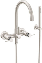 California Faucets Asilomar Contemporaneo Llenador de Tina de Montaje en Pared - Pico en Arco - Níquel Satinado