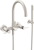 California Faucets Asilomar Contemporaneo Llenador de Tina de Montaje en Pared - Pico en Arco - Níquel Satinado