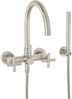 California Faucets Asilomar Contemporaneo Llenador de Tina de Montaje en Pared - Pico en Arco - Níquel Satinado
