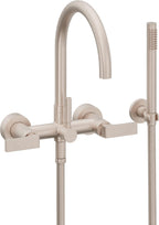 California Faucets Asilomar Contemporaneo Llenador de Tina de Montaje en Pared - Pico en Arco - Níquel Satinado