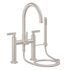 California Faucets Asilomar Contemporaneo Llenador de Tina de Montaje en Cubierta - Pico en Arco - Níquel Satinado