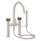 California Faucets Asilomar Contemporaneo Llenador de Tina de Montaje en Cubierta - Pico en Arco - Níquel Satinado