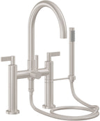 California Faucets Asilomar Contemporaneo Llenador de Tina de Montaje en Cubierta - Pico en Arco - Níquel Satinado