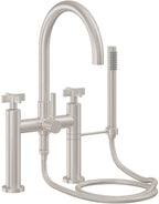 California Faucets Asilomar Contemporaneo Llenador de Tina de Montaje en Cubierta - Pico en Arco - Níquel Satinado