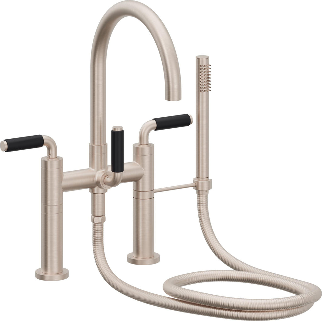 California Faucets Asilomar Contemporaneo Llenador de Tina de Montaje en Cubierta - Pico en Arco - Níquel Satinado