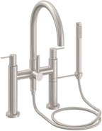 California Faucets Asilomar Contemporaneo Llenador de Tina de Montaje en Cubierta - Pico en Arco - Níquel Satinado