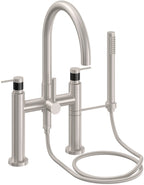 California Faucets Asilomar Contemporaneo Llenador de Tina de Montaje en Cubierta - Pico en Arco - Níquel Satinado
