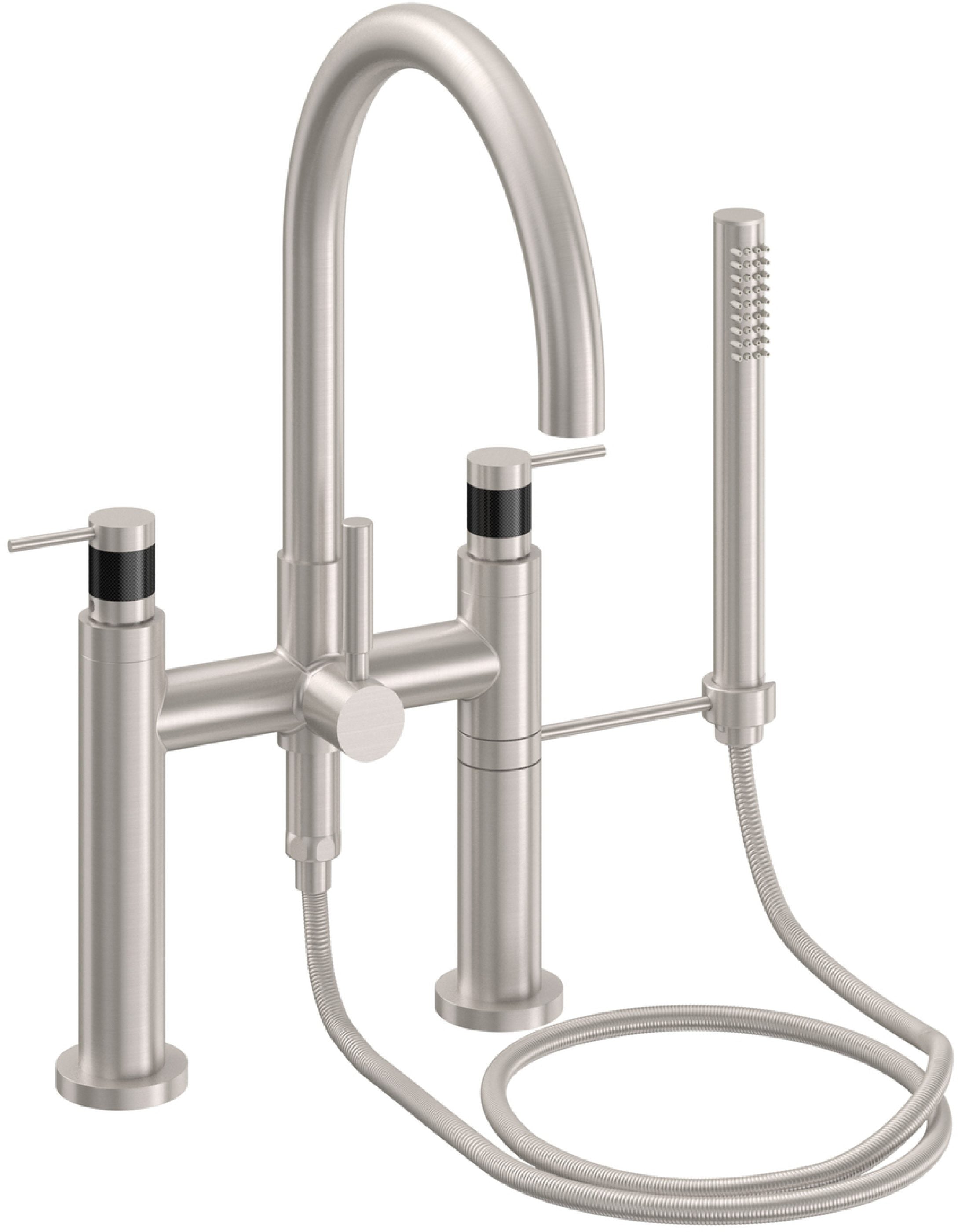 California Faucets Asilomar Contemporaneo Llenador de Tina de Montaje en Cubierta - Pico en Arco - Níquel Satinado