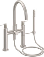 California Faucets Asilomar Contemporaneo Llenador de Tina de Montaje en Cubierta - Pico en Arco - Níquel Satinado
