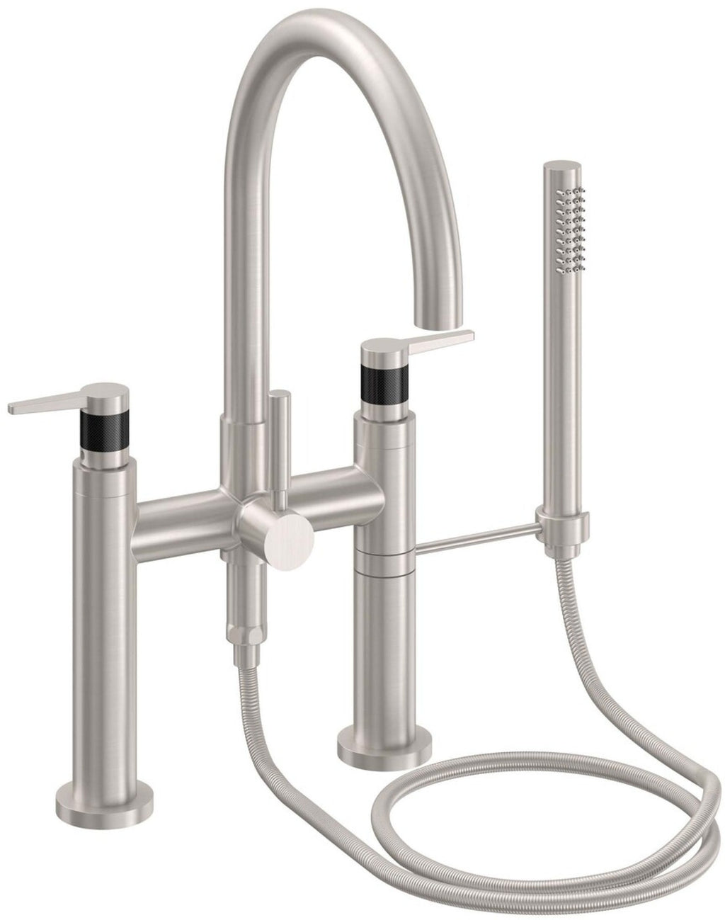 California Faucets Asilomar Contemporaneo Llenador de Tina de Montaje en Cubierta - Pico en Arco - Níquel Satinado