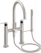 California Faucets Asilomar Contemporaneo Llenador de Tina de Montaje en Cubierta - Pico en Arco - Níquel Satinado